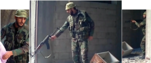 A video still of an intelligence officer in Tadamon, Damascus, during the killing of at least 41 people. Photograph: Guardian video