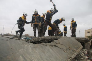The White Helmets clear earthquake rubble